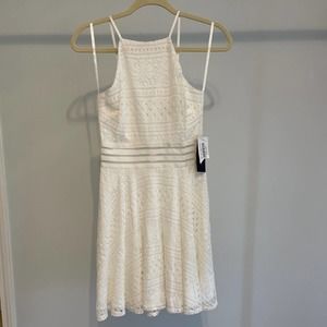 Jodi Kristopher White Eyelet Sundress Adjustable‎ Straps, sheer Midrift SZ 3 NWT